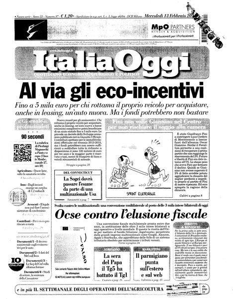 Italia oggi : quotidiano di economia finanza e politica